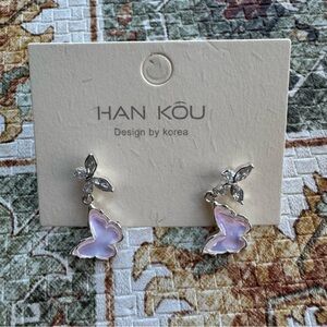 Silver and Purple Butterfly Earrings
